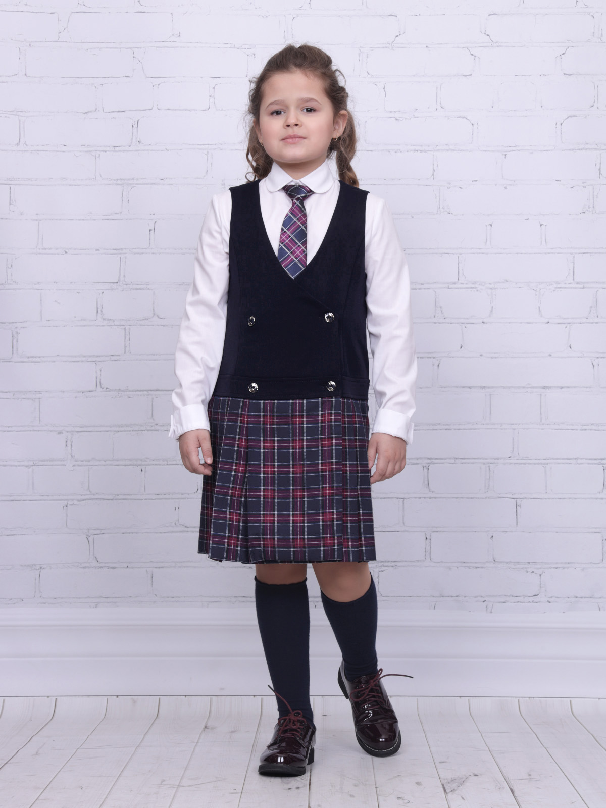 Школьный сарафан Гулливер-Рио комби Виктория (ШФ-2062)