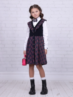 Школьный сарафан Гулливер-Рио комби Виктория (ШФ-2399)