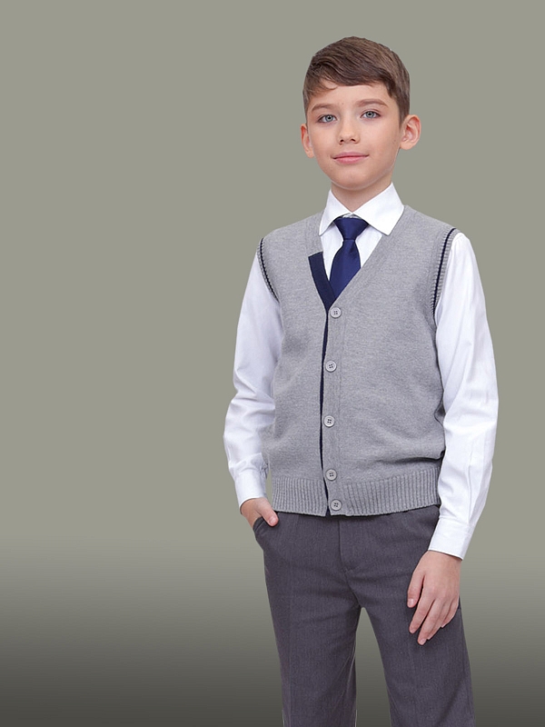 Вязаный жилет для мальчика Генри (ШФ-528)