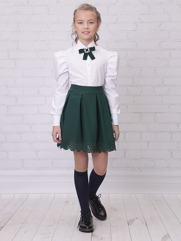 Школьная юбка Рио (ШФ-1356) зеленого  цвета