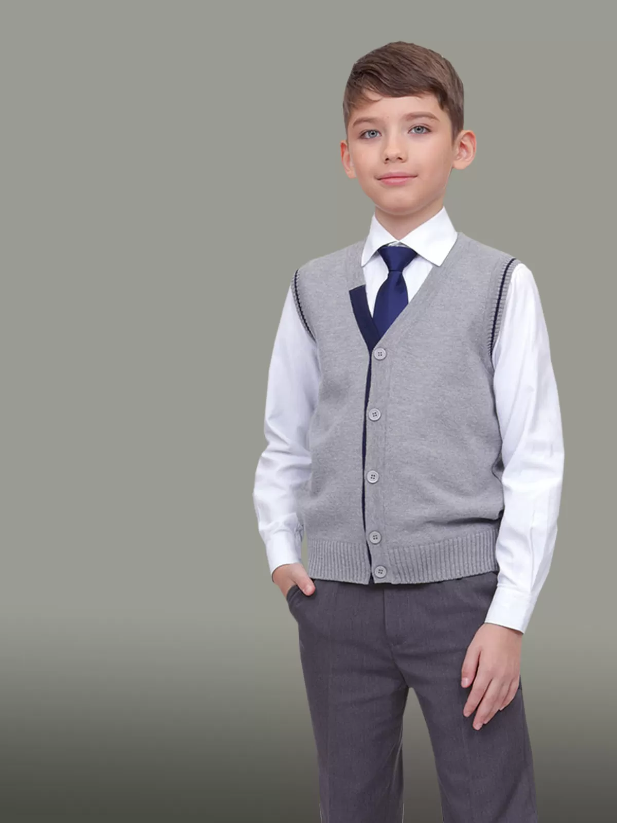 Вязаный жилет для мальчика Генри (ШФ-528)